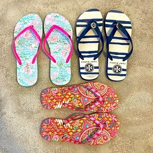 Flip flop bundle Size 7 Tory Burch - Lilly Pulitzer - Vera Bradley